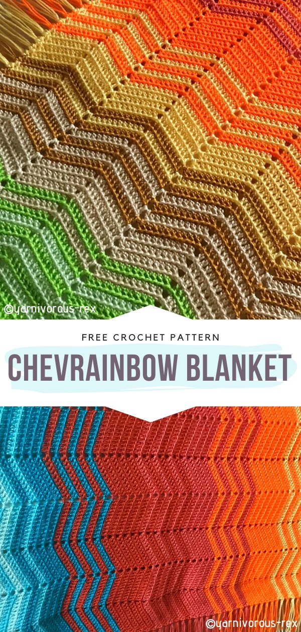 Chevrainbow Blanket Free Crochet Pattern