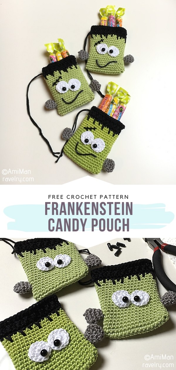 Frankenstein Candy Crochet Pouch 