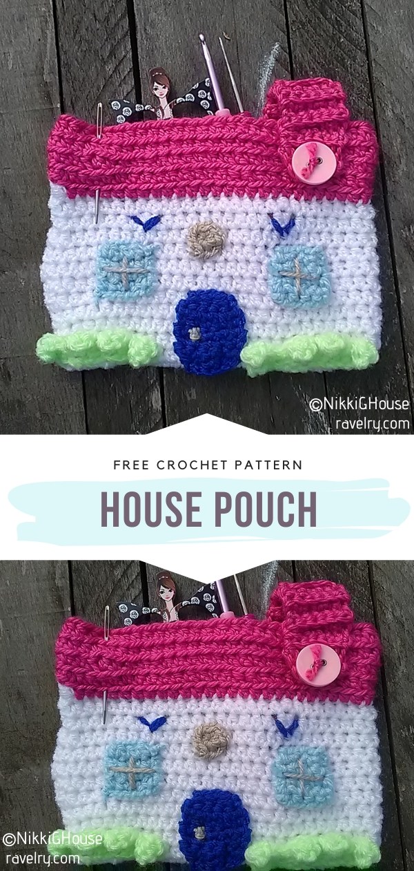 House crochet pouch 