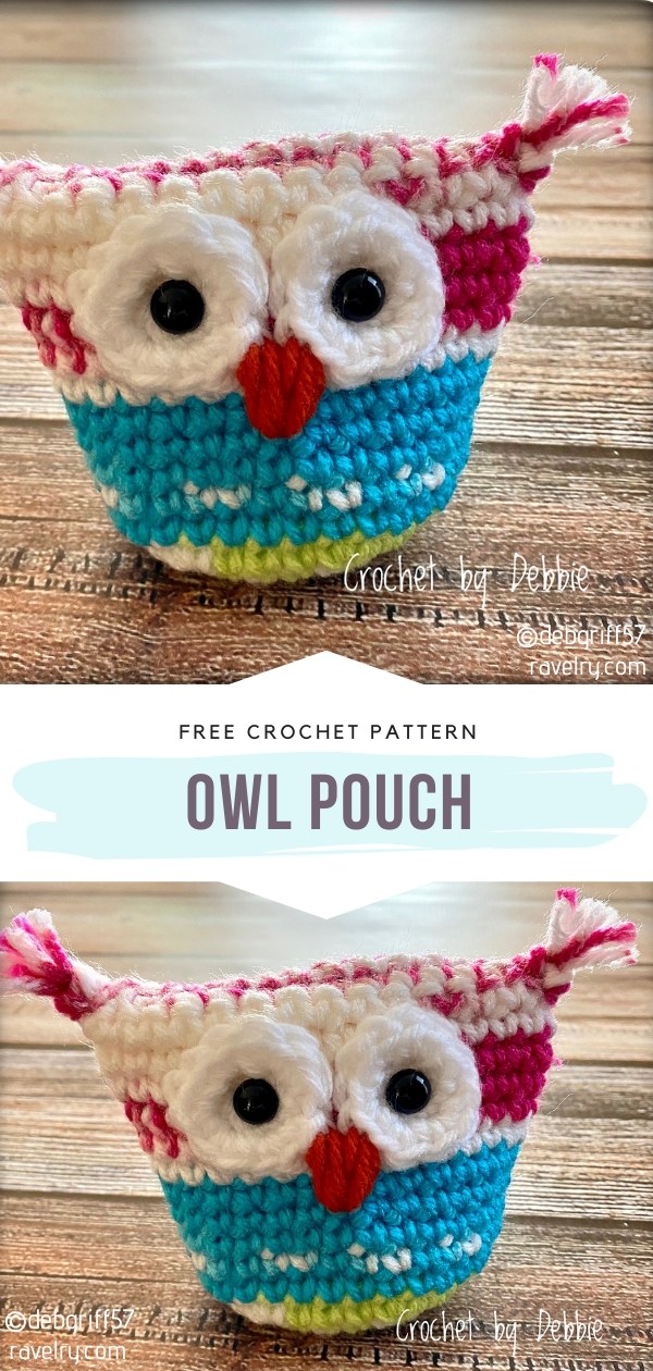 Owl crochet pouch