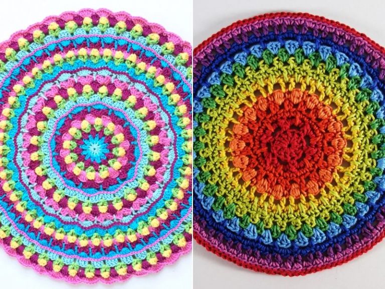 Colorful Rows Crochet Mandalas Free Patterns
