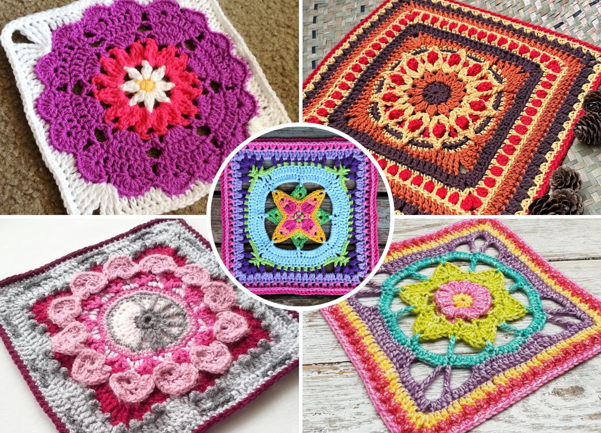 colorful crochet flower squares