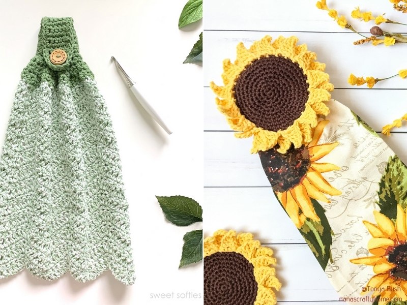 Colorful Kitchen Towels for Summer Free Crochet Patterns