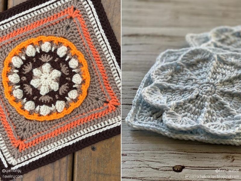 Floral Afghan Squares with Free Crochet Patterns