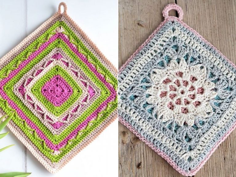 Flower Center Potholders Free Crochet Patterns