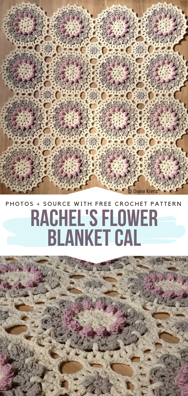 Charleston Garden Flower Afghan Crochet Pattern is 53 x 76