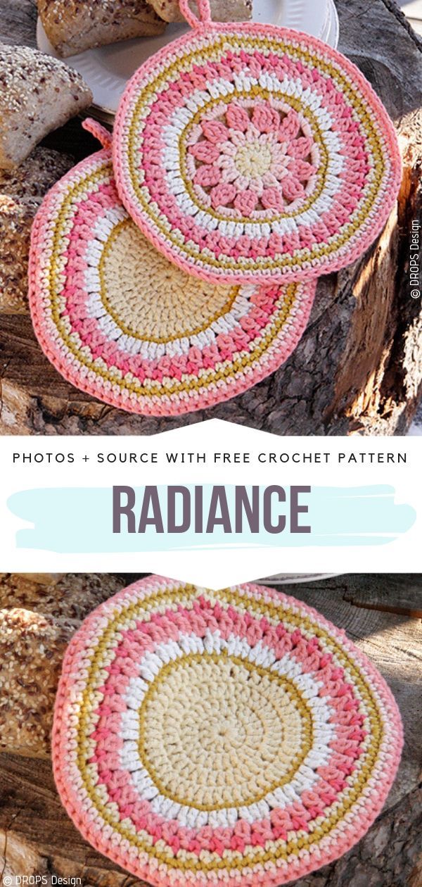 Flower Center Potholders - Free Crochet Patterns