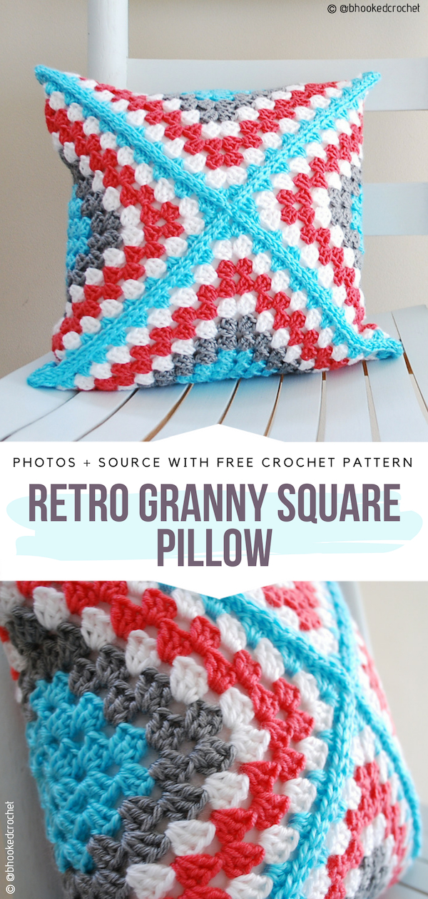 Retro Granny Square Pillow Free Crochet Pattern