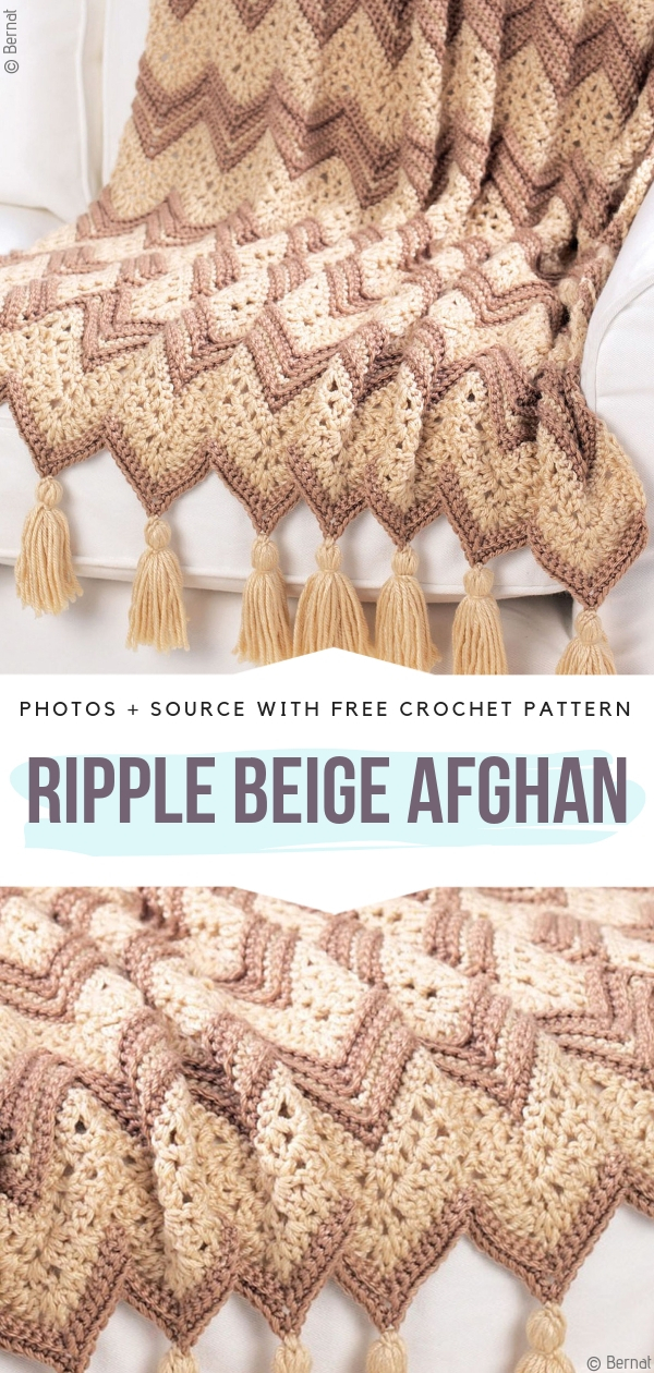 Ripple Stitch Beige Afghan