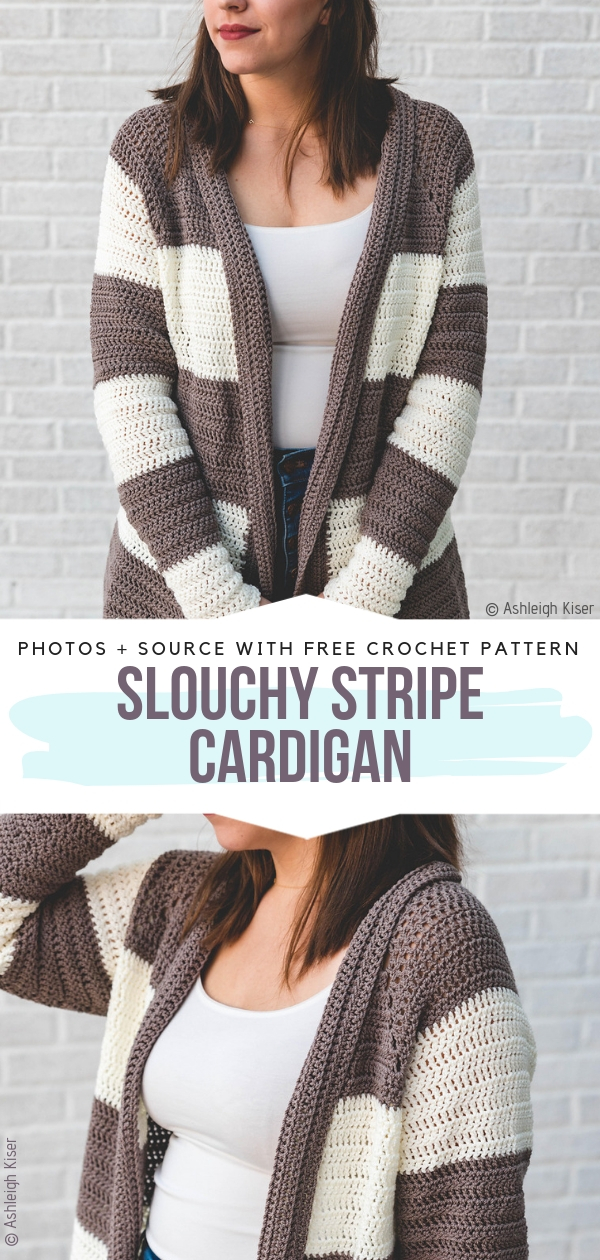 Slouchy striped cardigan pattern.