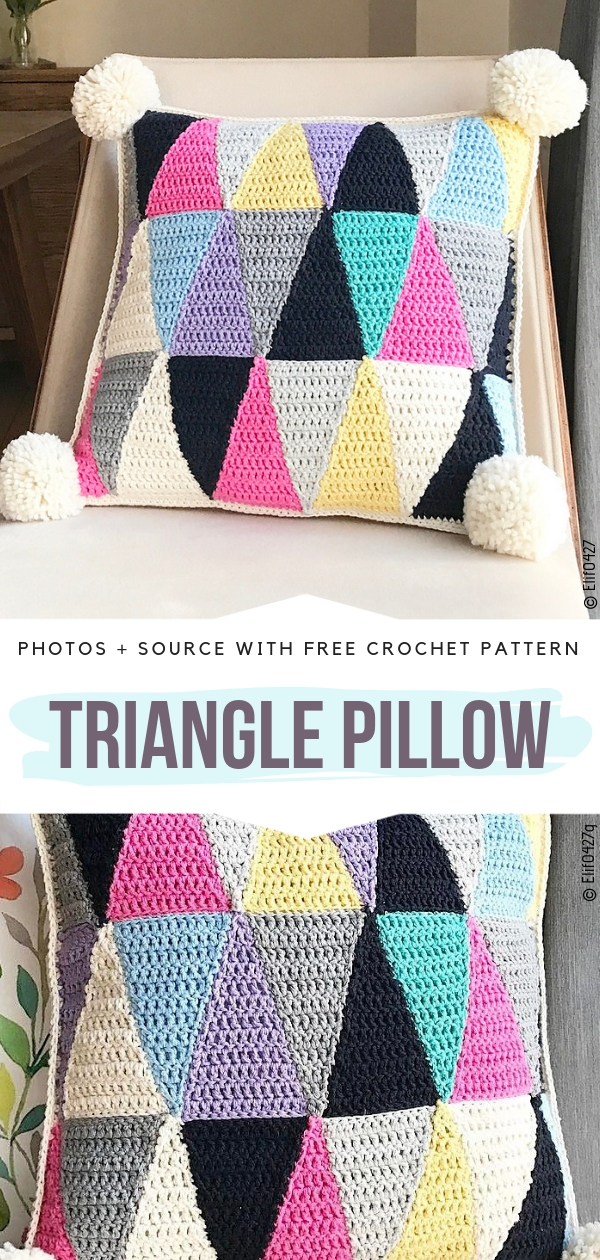 Triangle Pillow Free Crochet Pattern