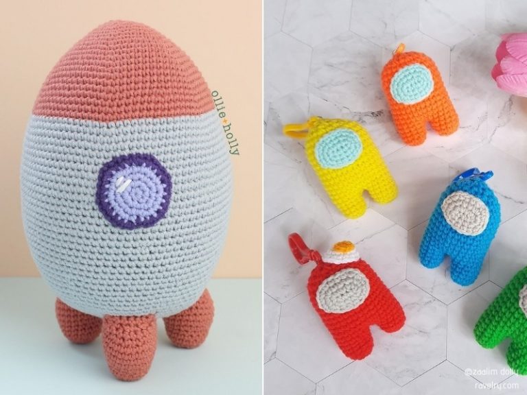 Amigurumi: Crocheted stuffed animal and spaceship ideas.