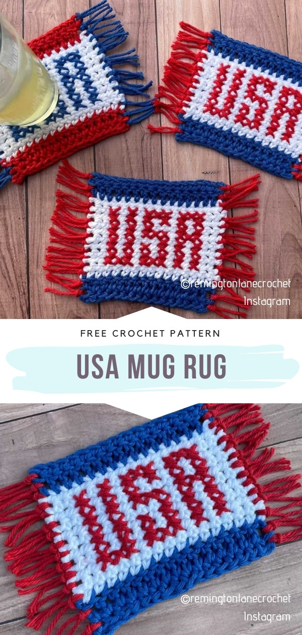 Crochet USA Mug Rug