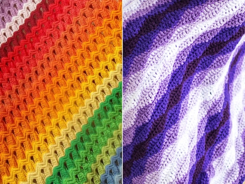 Colorful Ripple Blankets Free Crochet Patterns