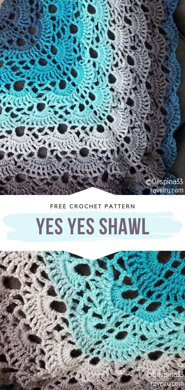 Yes Yes Crochet Shawl in Blue