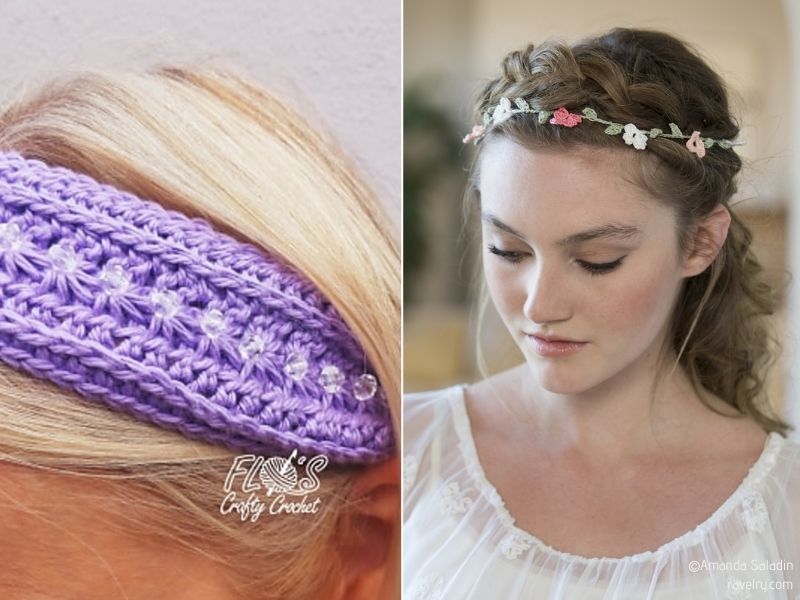 Delicate Floral Headbands with Free Crochet Patterns