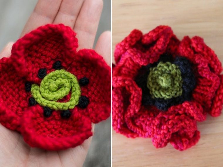 Poppy Flowers - Free Knitting Patterns