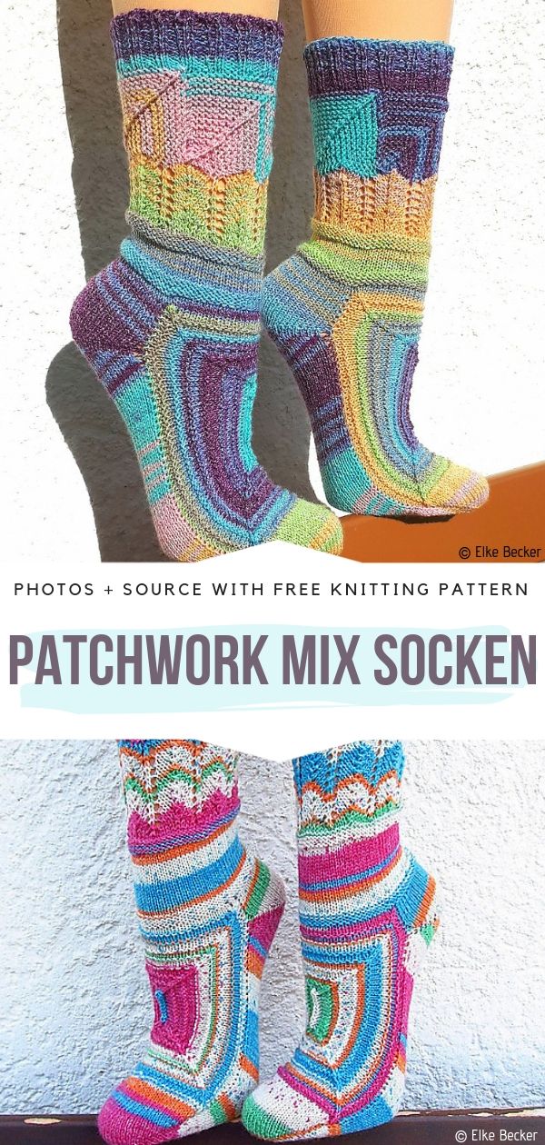 Patchwork Mix Socken Free Knitting Pattern