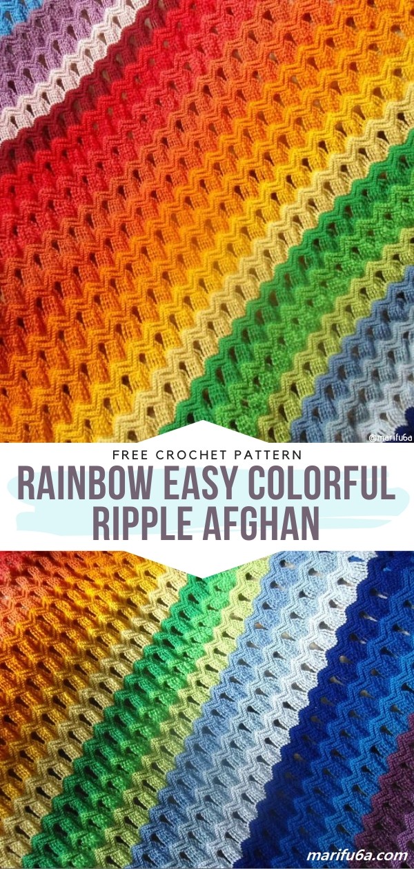 colorful ripple stitch afghan