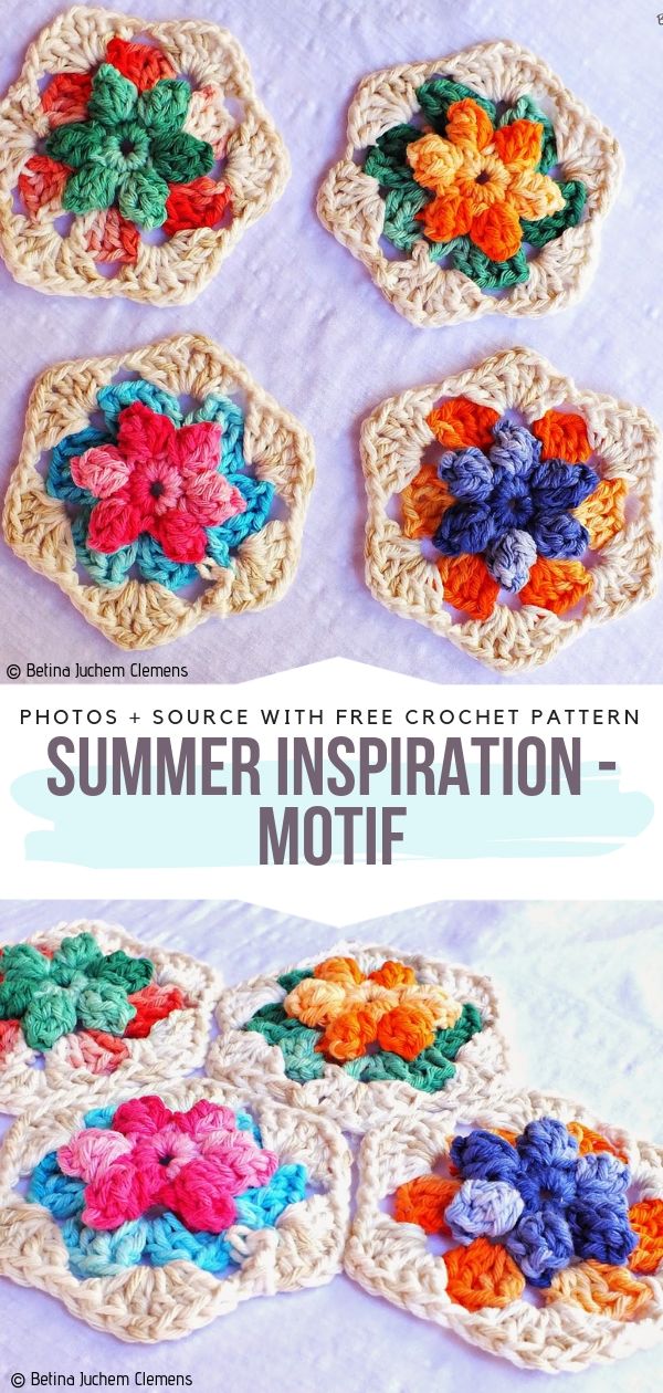 Crochet floral hexagon