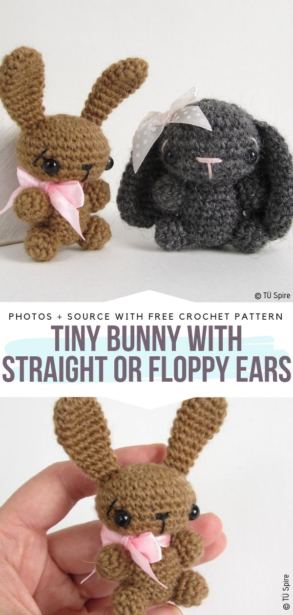 Tiny Crochet Bunny with Straight or Floppy Ears