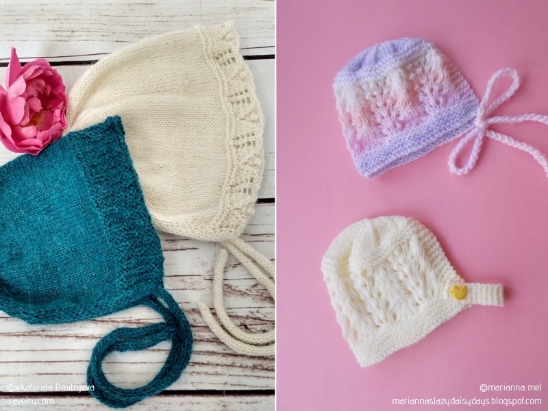 Adorable Newborn Baby Bonnets with Free Knitting Patterns