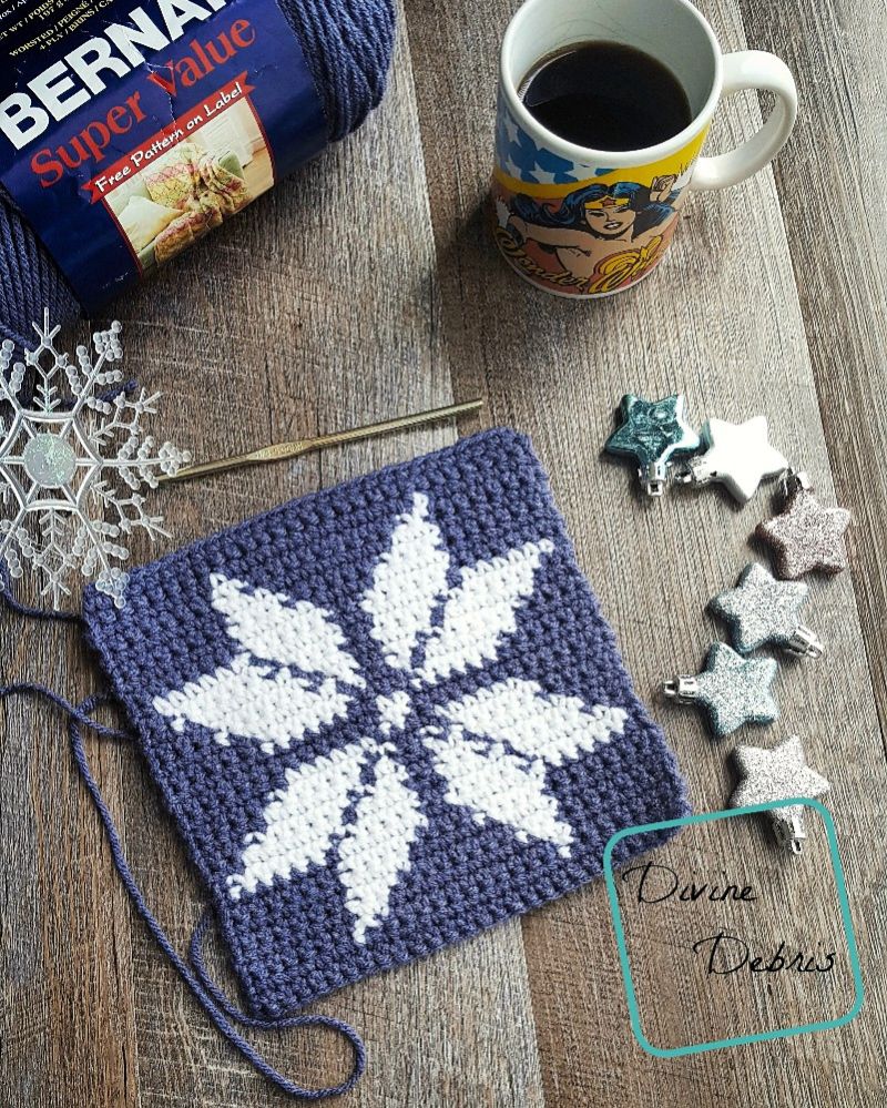 8" Tapestry Snowflake Afghan Square