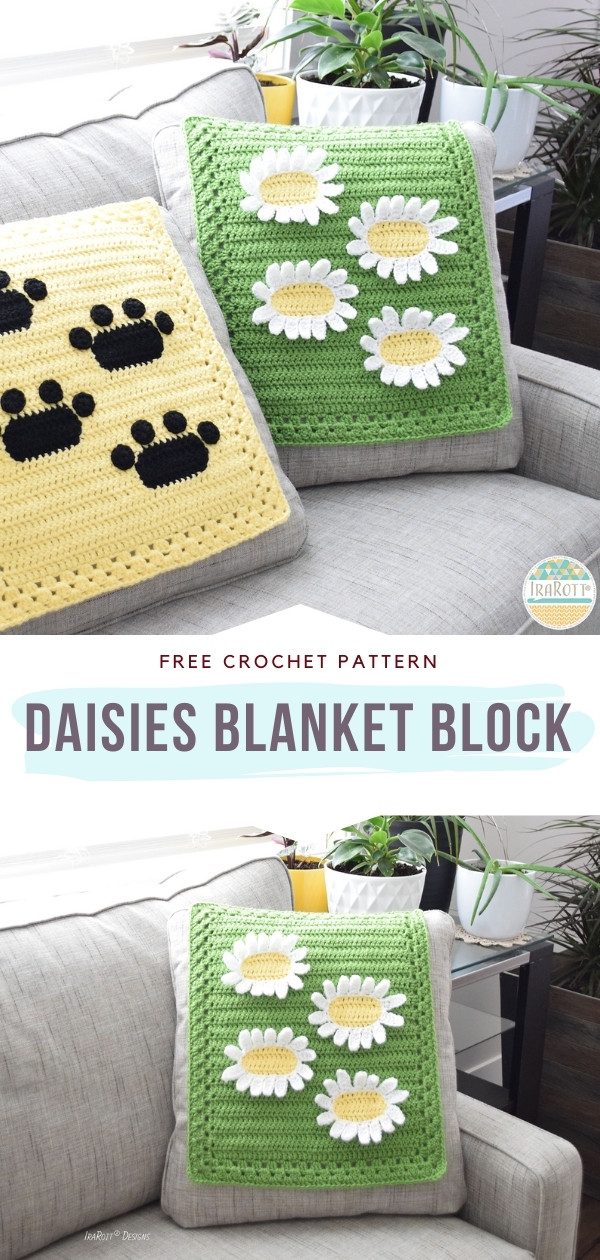 Crochet Daisies Blanket Block
