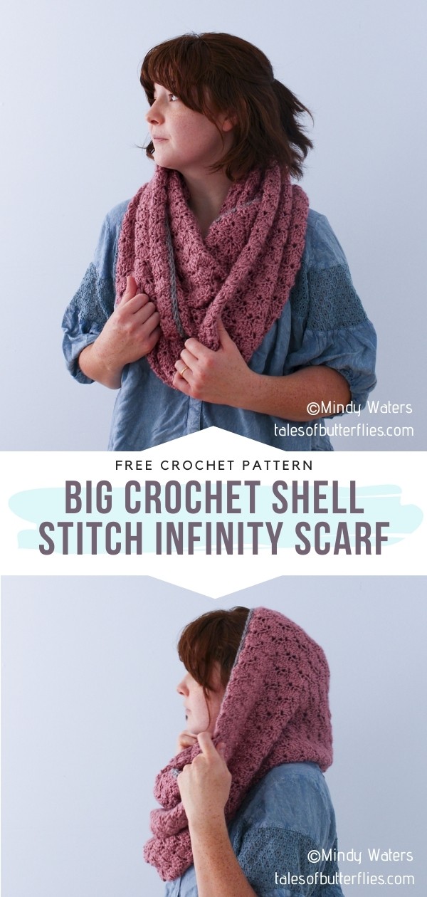 Crochet Shell Stitch Infinity scarf