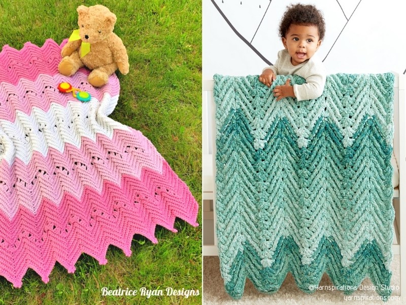 Colorful Chevron Baby Blankets with Free Crochet Patterns