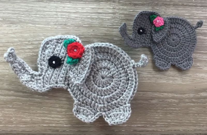 Cute Applique Baby Elephant Free Crochet Pattern