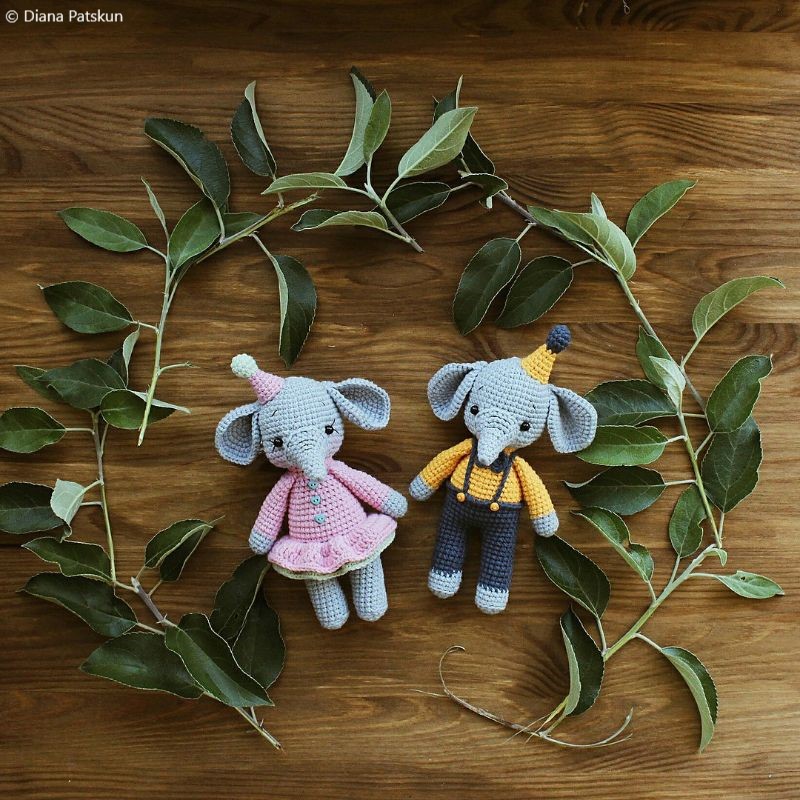 Baby Elephants Tom & Mia Free Crochet Pattern