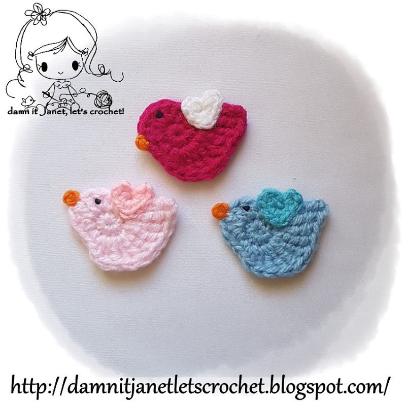 Bird Applique Free Crochet Pattern