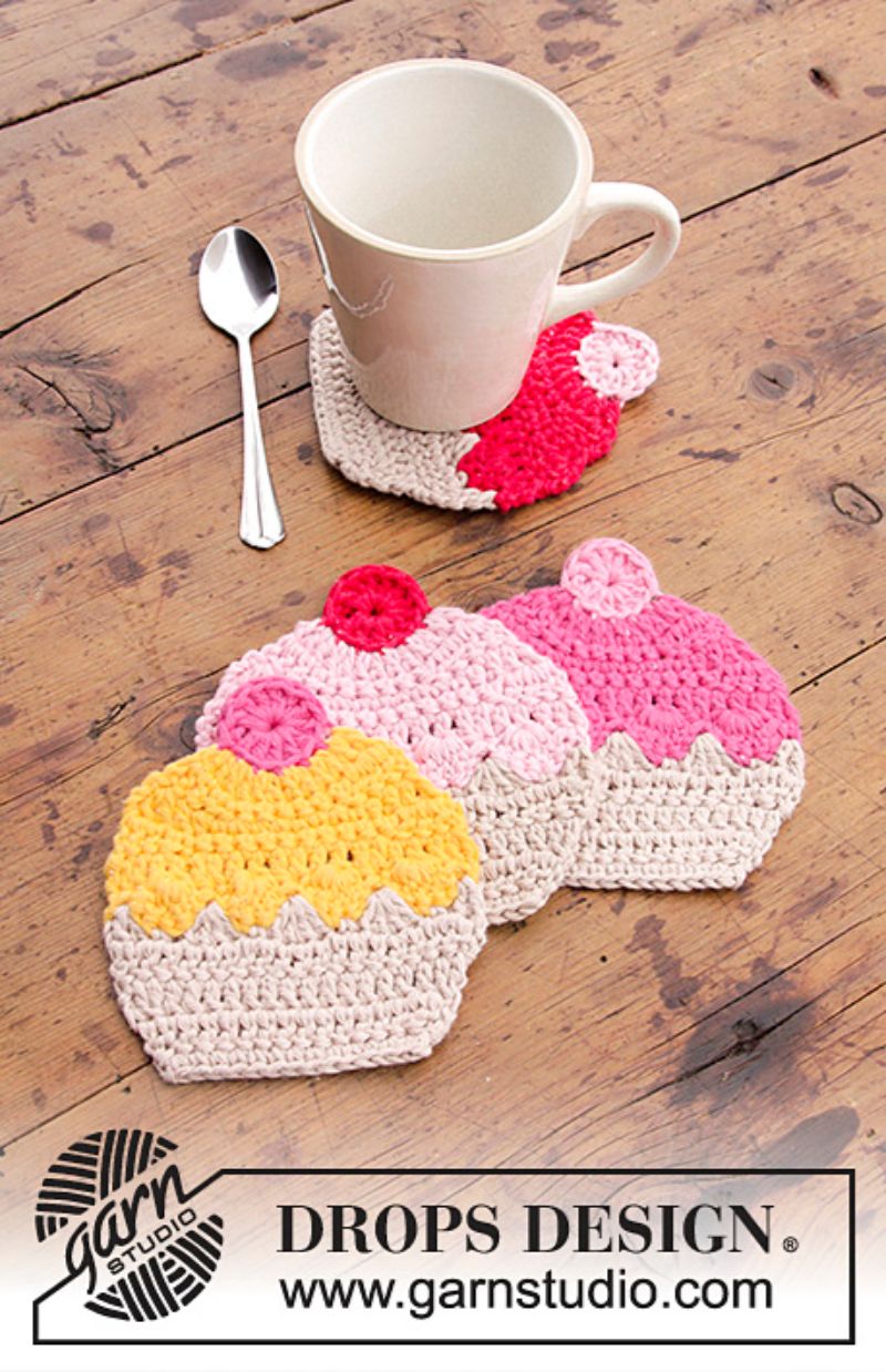 Crochet Cupcake Coasters