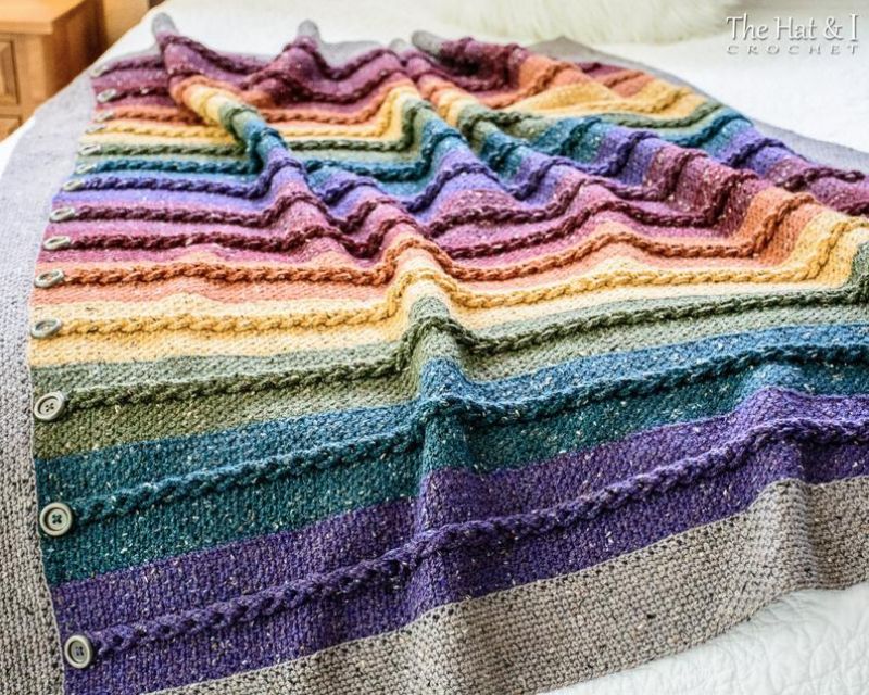 Buttons & Braids Blanket Crochet Pattern