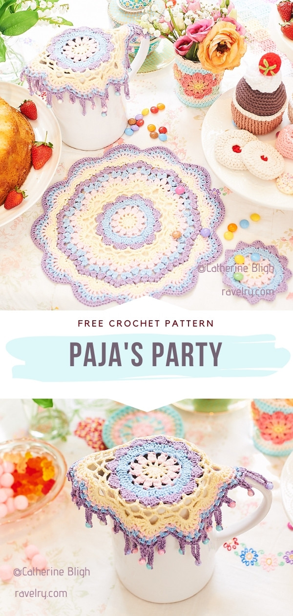 Free paja's party crochet coaster pattern.