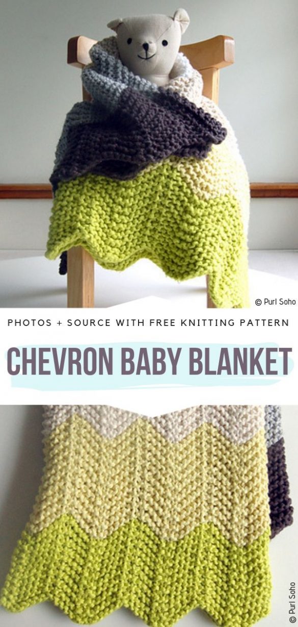 Chevron Knitted Baby Blanket - Ideas and Free Patterns