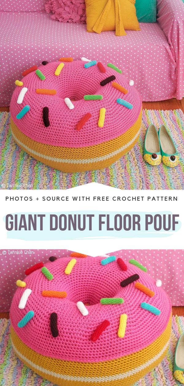 Giant Donut Floor Pouf Free Crochet Pattern