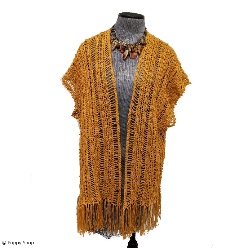 Crocheted cardigan with a fringe