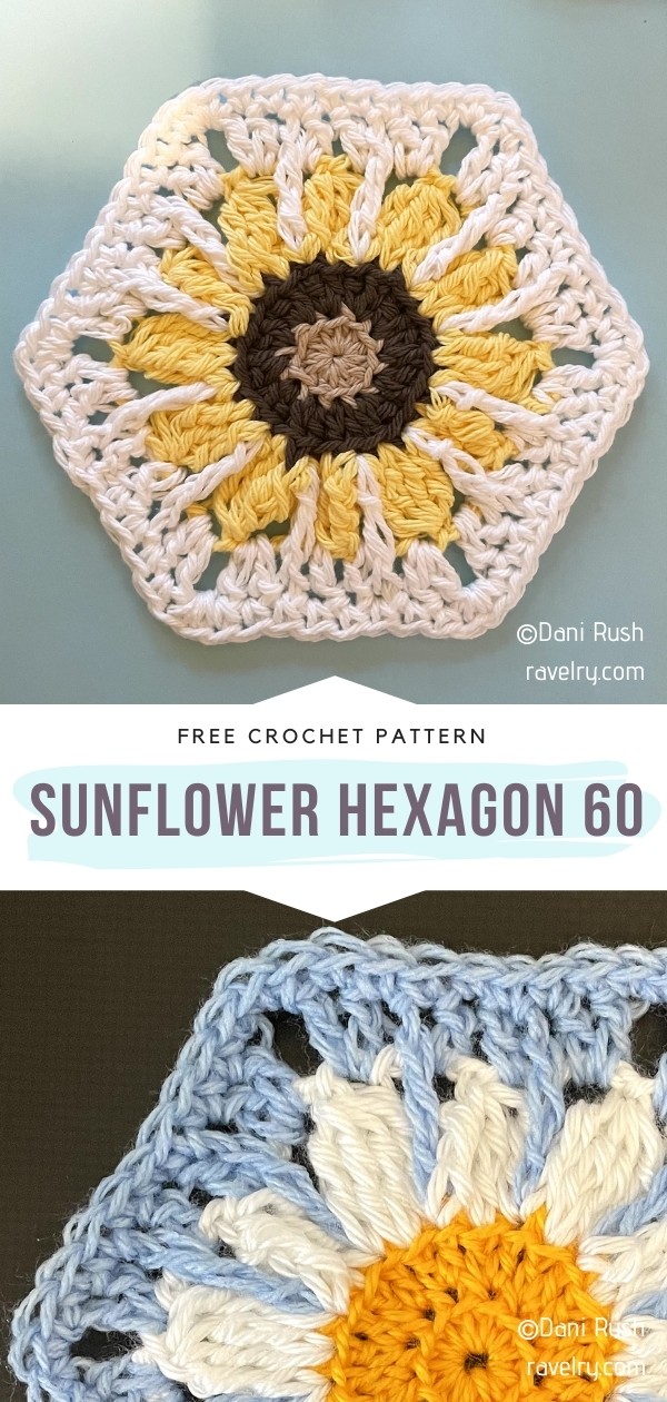 Crochet Sunflower Hexagon
