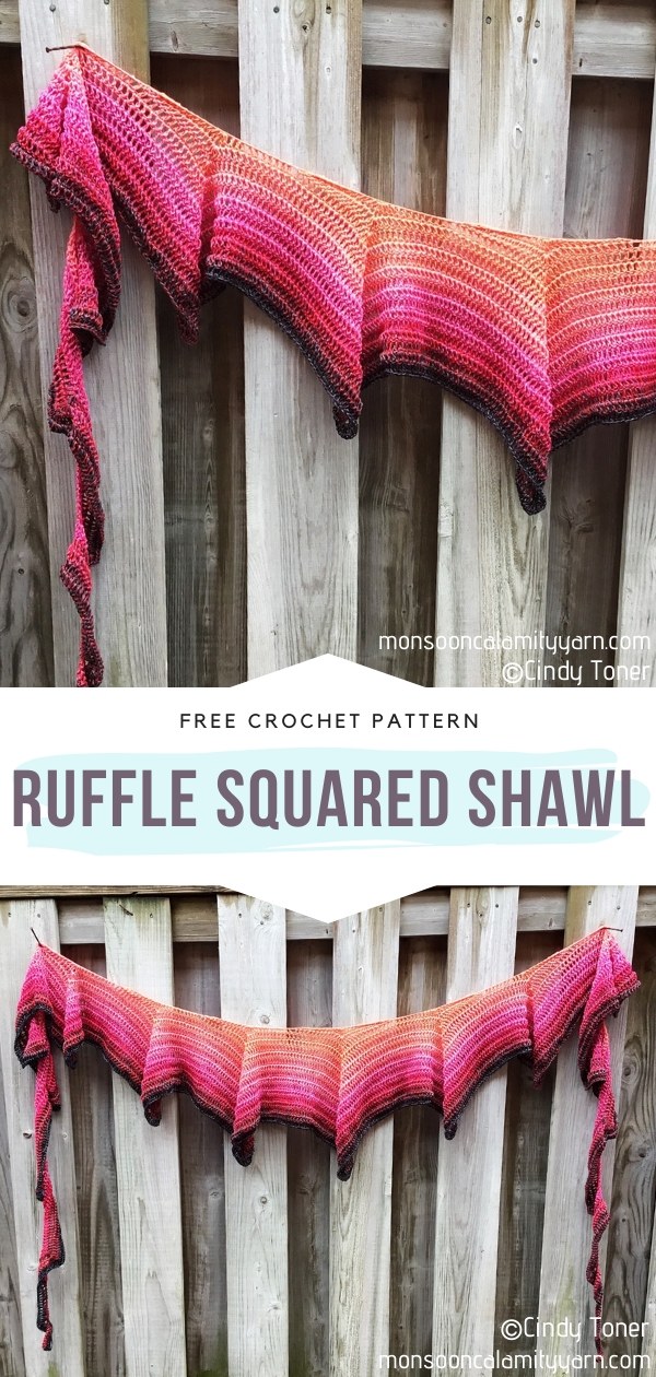 Crochet Ruffle Squared Shawl