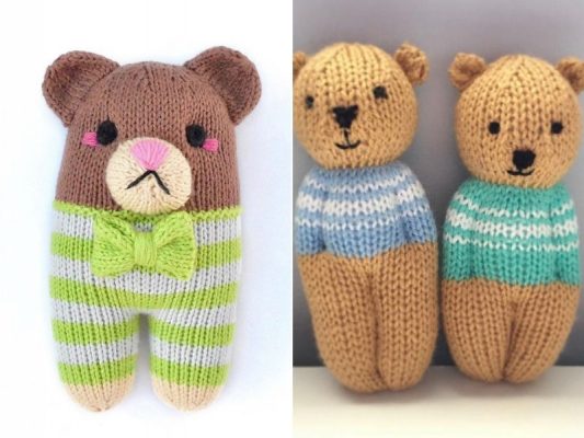 Super Easy Knitted Teddy Bears with Free Patterns