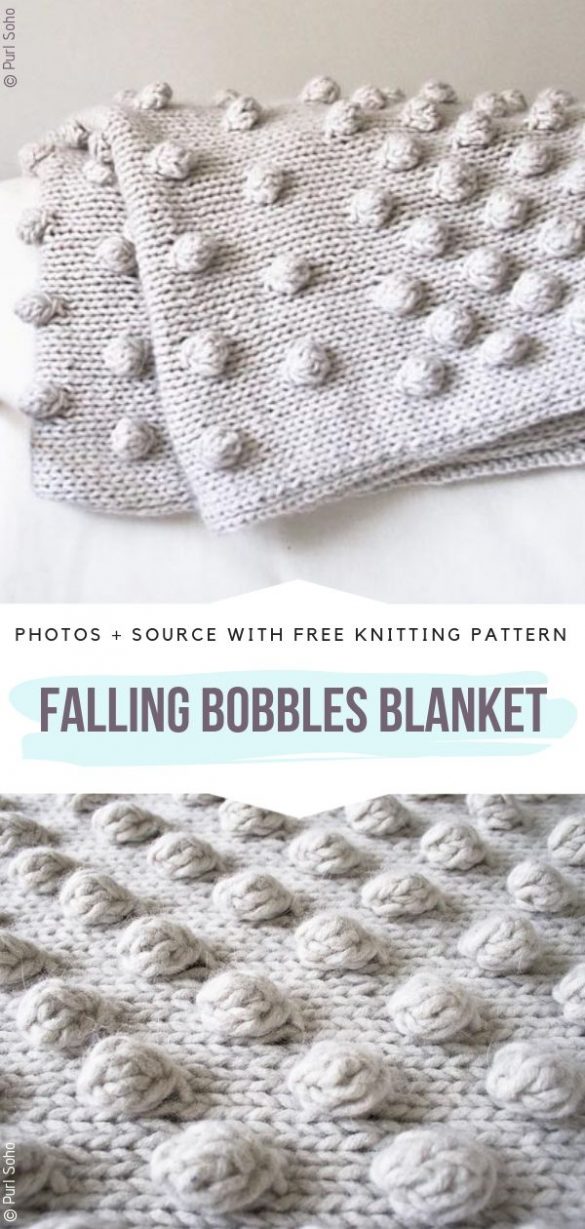 Bobble Stitch Knitted Blankets with Free Patterns