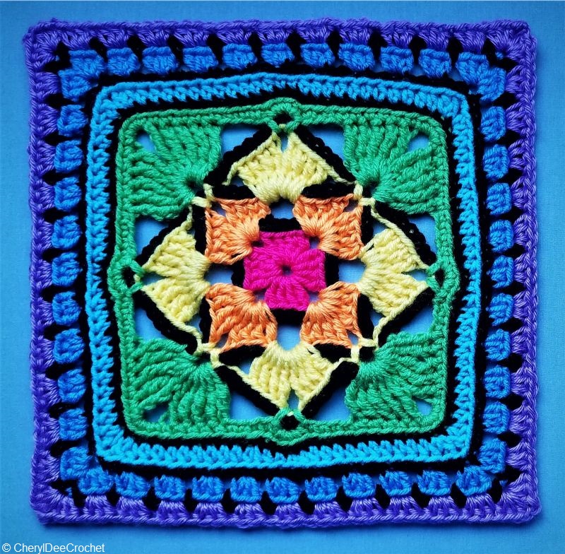 Four Diamonds Granny Square Crochet Pattern