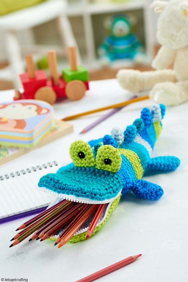 Crochet Crocodile Pencil Case