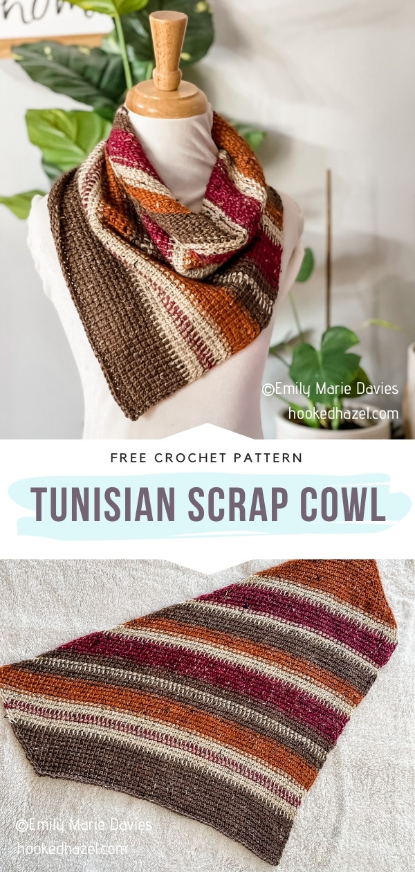 Tunisian Crochet Scrap Cowl