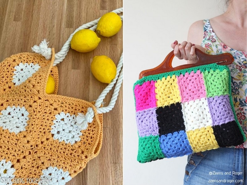 Classic Granny Square Bags with Free Crochet Patterns