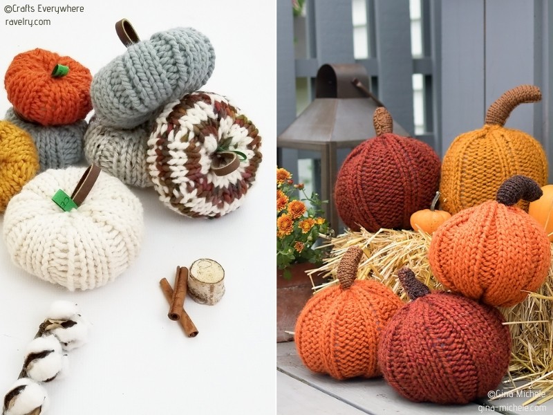 Knitted Pumpkin Softies - Ideas and Free Patterns