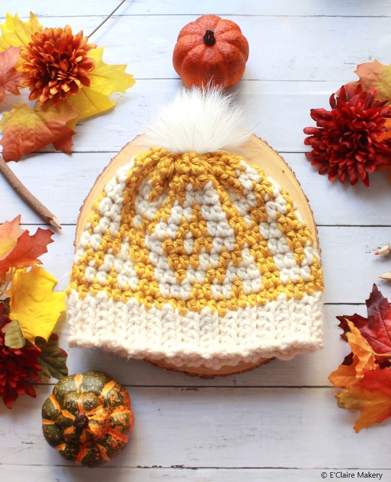 Autumn Diamonds Beanie Free Crochet Pattern