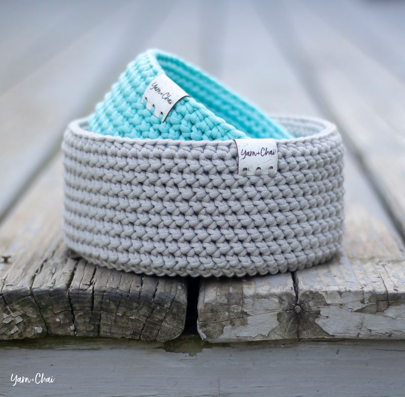 Herringbone Round Basket Free Crochet Pattern